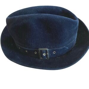 Vintage Churchill Ltd Womens Dark Navy Blue or Black Felt Buckle Hat 7 1/8